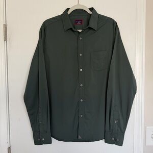 UNTUCKit Men's Hunter Green Long-Sleeve Slim Fit Button-Up Shirt, Large